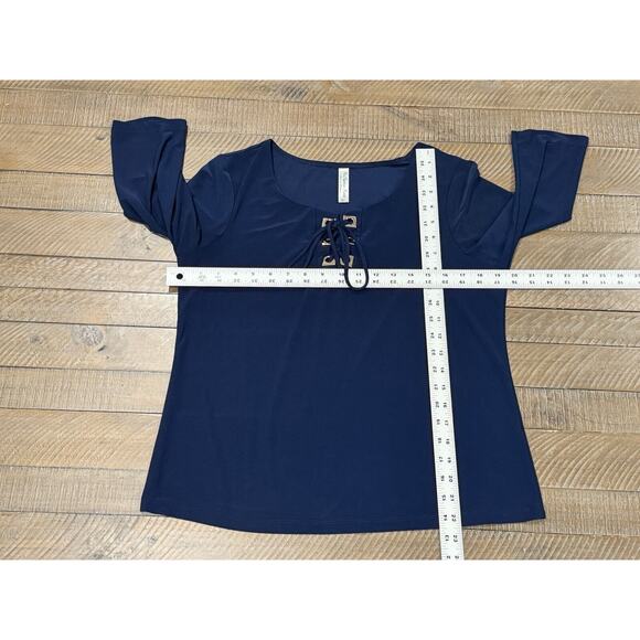 Per Seption Petite PL Navy Top Tie Front - Petite Size L - Picture 5 of 7
